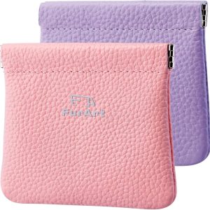 2 PACK Genuine Leather Squeeze Coin Purses Pouches for Women&Men at Amazon Women's Clothing store