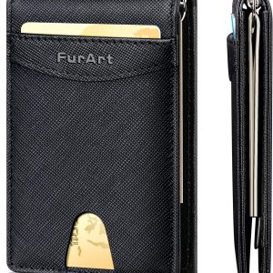 FurArt Leather Mens Slim Wallet.Minimalist Bifold Wallets with Money Clip. RFID Blocking Front Pocket Wallet for Men : Clothing. Shoes & Jewelry