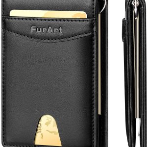 FurArt Leather Mens Slim Wallet.Minimalist Bifold Wallets with Money Clip. RFID Blocking Front Pocket Wallet for Men : Clothing. Shoes & Jewelry